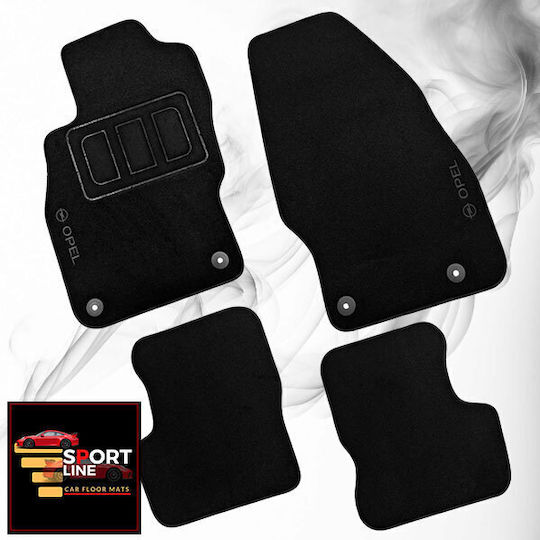 Covorașe Auto Opel Corsa D & E 2006-2019 Linie Sport Negru Cu Cusături Gri Broderie Gri Opel Set de 4 Bucăți