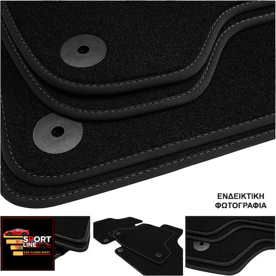 Suzuki Celerio 2014-2021 Teppichmatten Sport Line Schwarz mit Grauer Naht Graue Stickerei Suzuki Set aus 4 Teilen