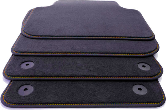 Renault Modus 2004-2012 Carpet Mats Black Luxury Line Orange Stitching Greek Made Set of 4 Pieces