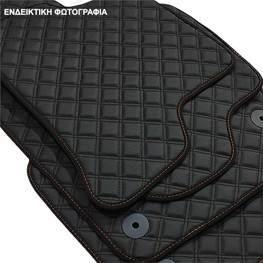 BMW E39 Serie 5 M5 1996-2003 Technoleder Cube Schwarz mit orangefarbener Randstickerei M Set aus 4 Stück