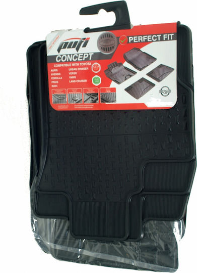 Autopataki Set of Front and Rear Mats 4pcs for Toyota Auris Black