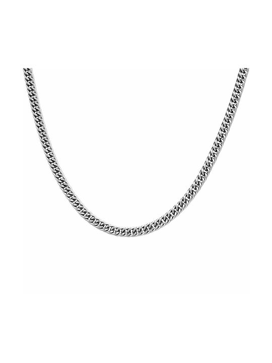 Unisex Cuban Stainless Steel Neck Thin Chain White 40cm