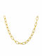 Goldjewels Lanț Gât din Oțel Placată cu Aur Largă Grosime 7mm și Lungime 55cm