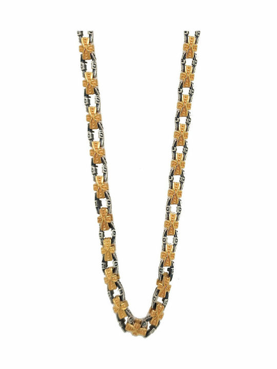 Two-tone Chain Neck made of Silver Gold-plated Thin Thickness 4.6mm and Length 55cm