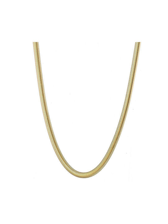 Women's Snake Gold Plated Steel Neck Thin Chain Yellow 45cm