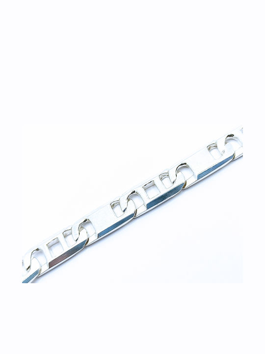 PS Silver Ανδρική Ασημένια Chunky Αλυσίδα Χειρός Θήτα Φαρδιά Πάχους 8mm και Μήκους 21cm