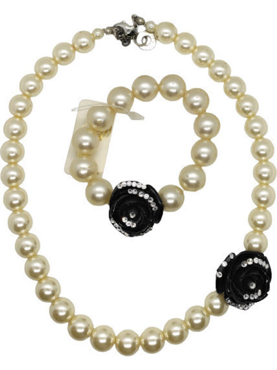 Set with Necklace & Bracelet with Pearls