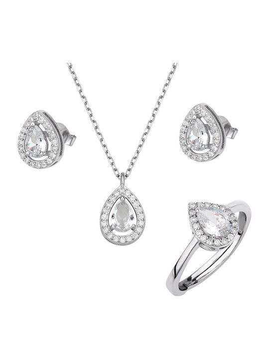 Verorama Set mit Halskette , Ohrringe & Ring aus Silber mit Steinen