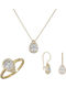 Set mit Halskette , Ohrringe & Ring aus Gold 14K