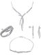 Set mit Halskette , Ohrringe & Ring aus Weißgold 9K mit Steinen