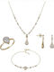 Set mit Halskette , Ohrringe & Ring aus Gold 14K