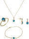 Set mit Halskette , Ohrringe & Ring aus Gold 14K
