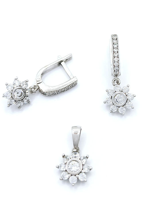 PS Silver Set cu Cercei & Pandantiv din Argint cu Pietre