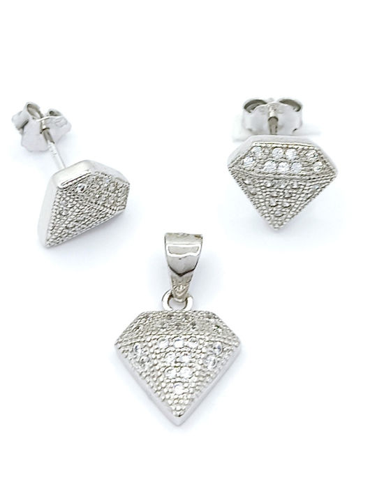 PS Silver Set mit Ohrringe & Anhänger aus Silber mit Steinen