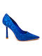 Malesa Pointed Toe Blue Heels Animal Print