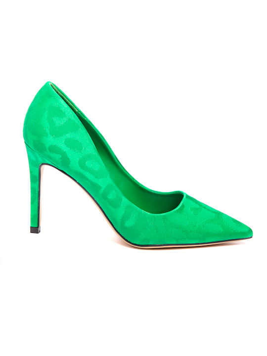 Malesa Pointed Toe Green Heels Animal Print