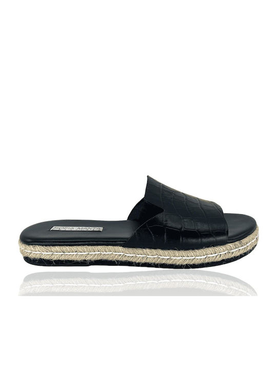 Sofia Manta Leather Women's Flat Sandals in Bla...