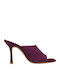 Suede Mules με Λεπτό Ψηλό Τακούνι σε Μωβ Χρώμα