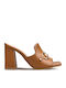 Mules mit Chunky Hoch Absatz in Tabac Braun Farbe