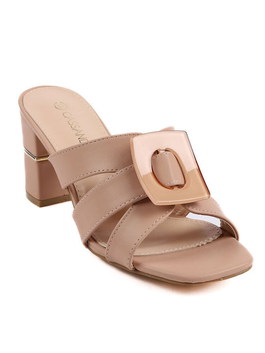 Cassandra Mules mit Chunky Hoch Absatz in Rosa Farbe