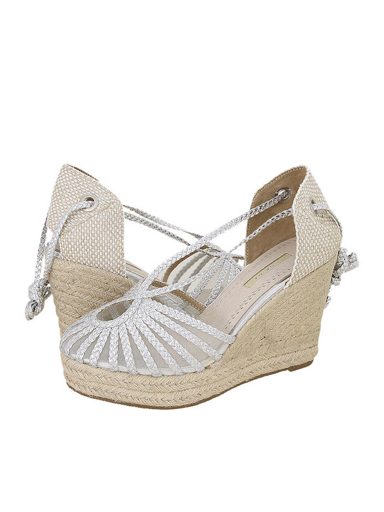 Platforme Dama În Stil Espadrile Argintii
