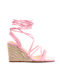 Malesa Women's Suede Ankle Strap Platforms Pink