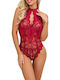 Luella Women's Lingerie Bodysuit with Red Lace