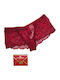Culotte Femeie Boxer cu Dantelă Roșu