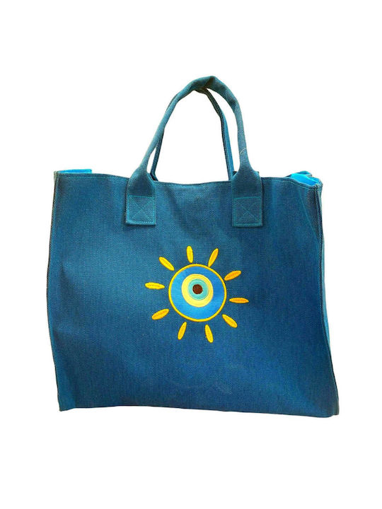 Fabric Beach Bag with design Eye Blue
