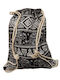 Beach Bag Backpack from Canvas with Ethnic design Multicolour