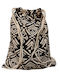 Beach Bag Backpack from Canvas with Ethnic design Multicolour