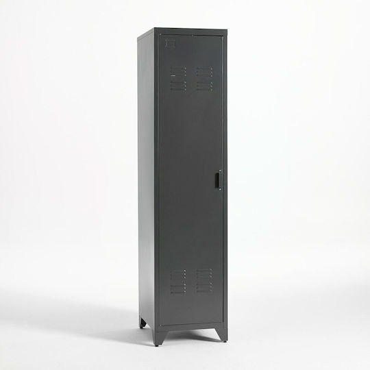 Single Door Wardrobe Hiba Metallic with 2 Shelves 43x50x180cm