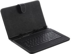 Flip Cover Synthetic Leather with Keyboard English US Black (Universal 10-10.1") 10"-10.1"