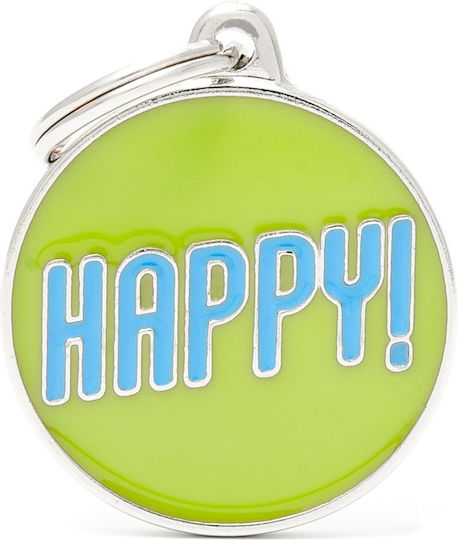 My Family Dog ID Tag Circular Yellow Metal Personalized