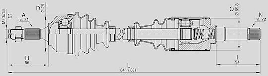 Open Parts Половин ос за Citroen C2 / C3