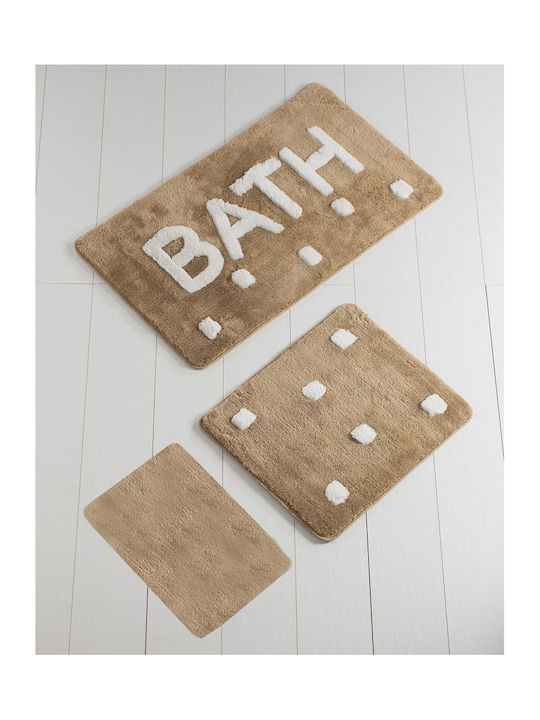 Bath Mats Set Bath 100% Beige 3pcs