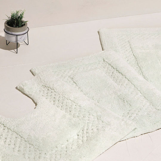 Bed&Bath Πατάκι Μπάνιου Βαμβακερό Blue Border Waffle 53x86εκ.