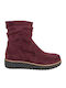 Ghete dama Chelsea de catifea Burgundy