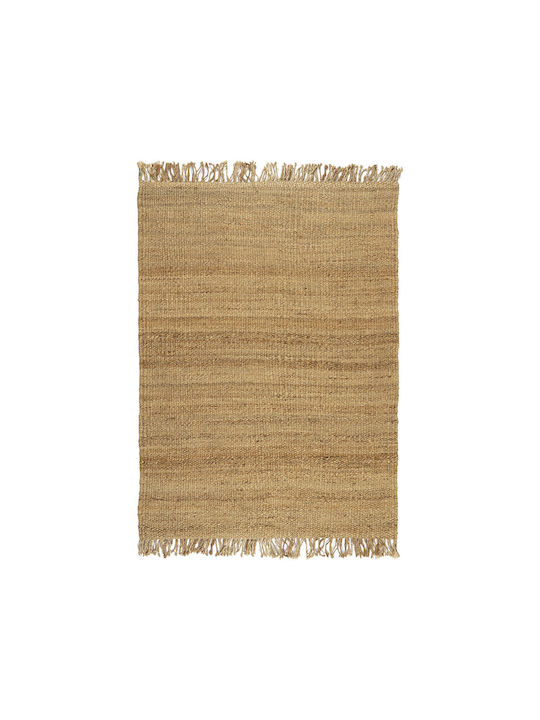 Mumbai Abr31 Rug Rectangular Summer from Jute with Fringes Beige