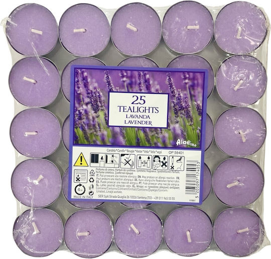 Lumânări Mici Aromatice Cu Miros De Lavandă În Culoare Violet (Până La 4 Ore Timp De Ardere) 25 Bucăți
