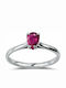 Chrilia Single Stone Ring In 18K White Gold With Ruby