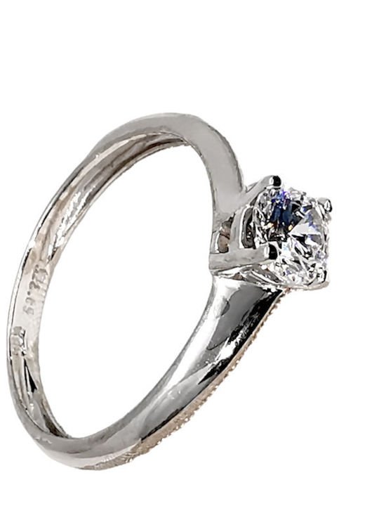 Kosmima1 Einzelner Steine Ring aus Weißgold 14K