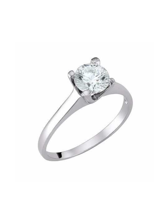 Single Stone Ring of White Gold 14K