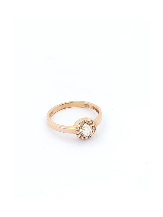 Kirkikosmima Single Stone Ring of Pink Gold 14K