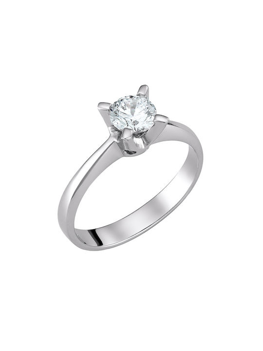 Single Stone Ring of White Gold 14K