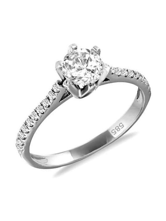 Eforo Единичен камък от Бяло злато 14K