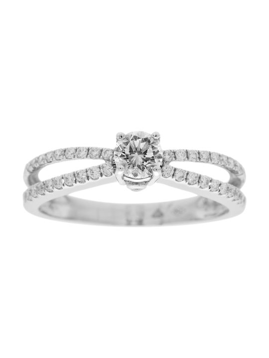 Single Stone Ring of White Gold 18K with Diamond