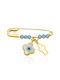 Child Safety Pin made of Gold 9K with Cross for Boy