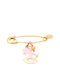 Kontopoulos Child Safety Pin made of Gold 9K with Constantinato for Girl