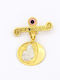 Child Safety Pin made of Gold 9K with Icon of the Virgin Mary